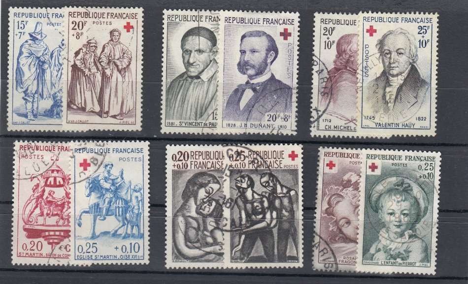 FRANCE-1957/62 COMPLETE RED CROSS SETS VERY FINE USED   47 POUNDS