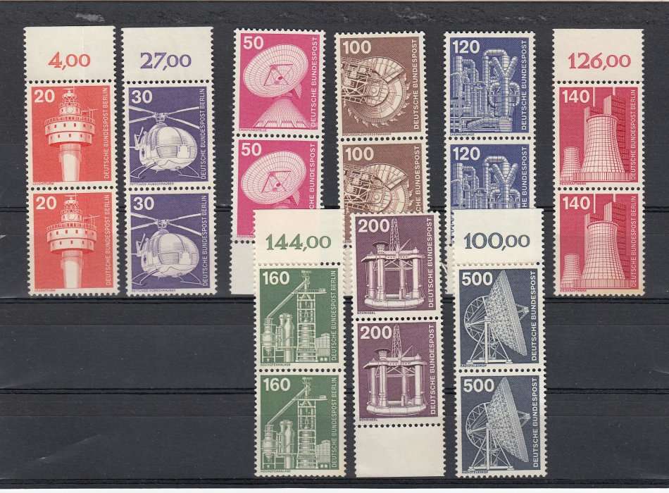 GERMANY-DIFFICULT VERY FINE MINT PAIRS-LIGHT TONING ON 120 AND 140pfg  37 POUNDS +