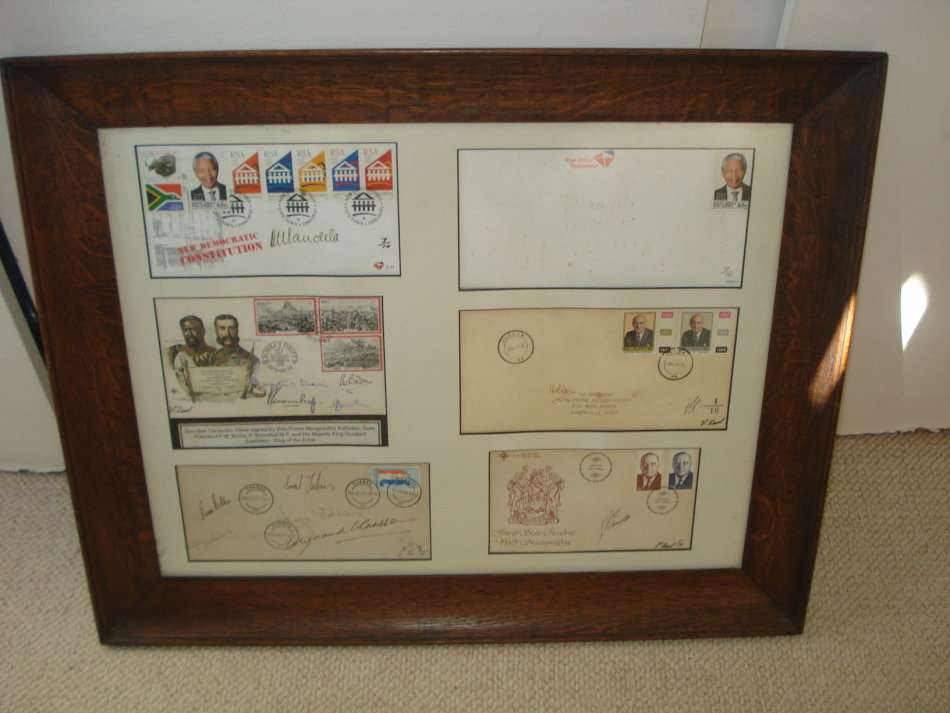 A SERIOUSLY RARE FRAMED CERTIFIED MEMORABILIA-MANDELA X TWO PLUS MUCH MORE-SEE BELOW