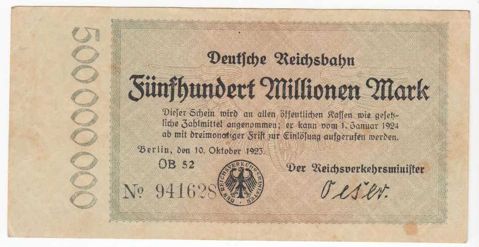 GERMANY-INFLATION NOTE 1923