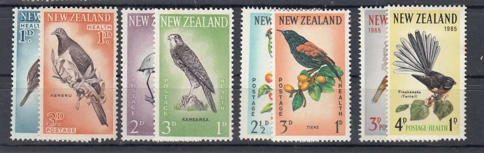 NEW ZEALAND-BIRDS SETS VERY FINE MINT-HINGE REM.