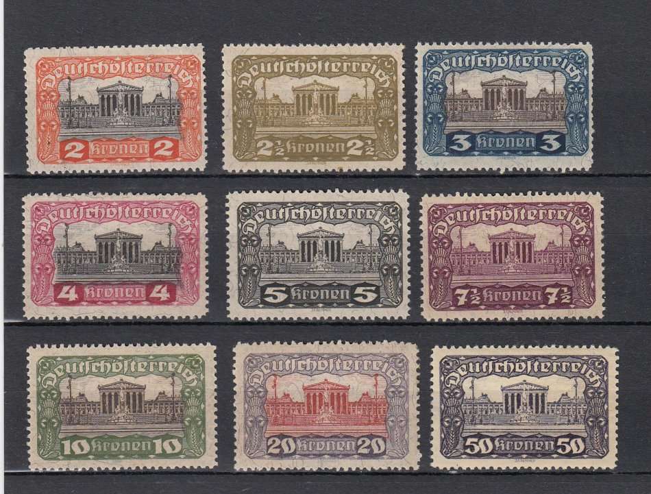 AUSTRIA-1919 VERY FINE MINT LOT TOP VALUES INCLUDED-HINGE REM.