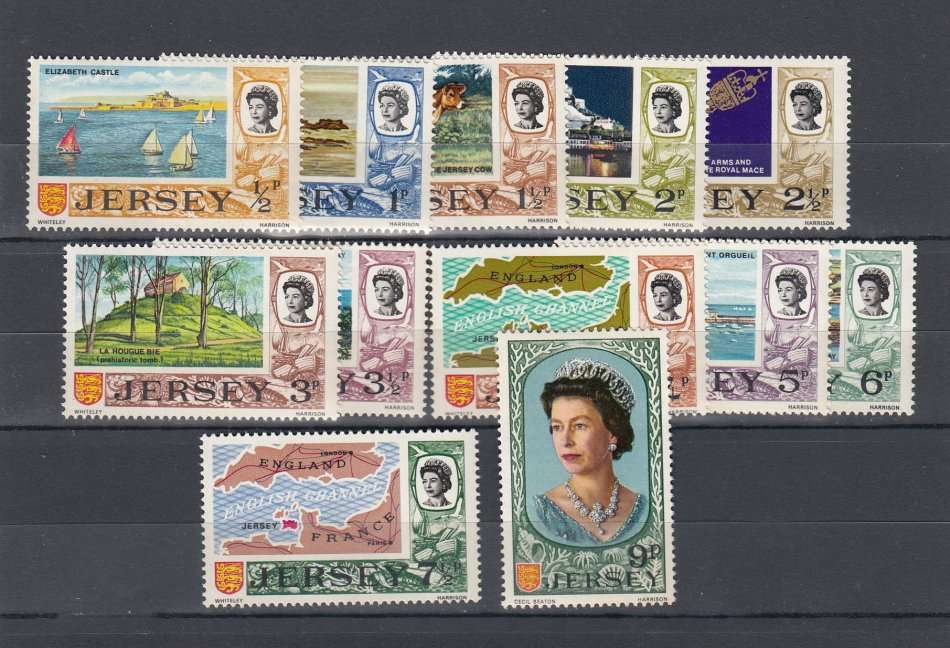 JERSEY-1/2d TO 9d UNMOUNTED MINT LIGHT EVEN GUM TONING