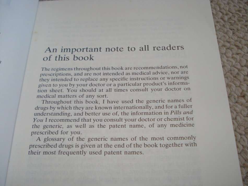 " PILLS AND YOU " SIGNED BY THE AUTHOR OF THE VITAMIN BIBLE-SEE BELOW