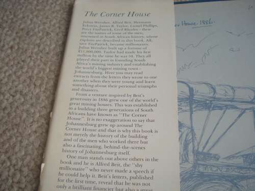 SCARCE BOOK " THE CORNER HOUSE-THE EARLY HISTORY OF JHB "-SIGNED BY A.P.CARTWRIGHT
