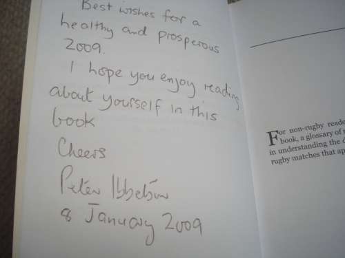 A MUST FOR THE RUGBY ENTHUSIAST " DOUBLE IDENTITY " SIGNED COPY