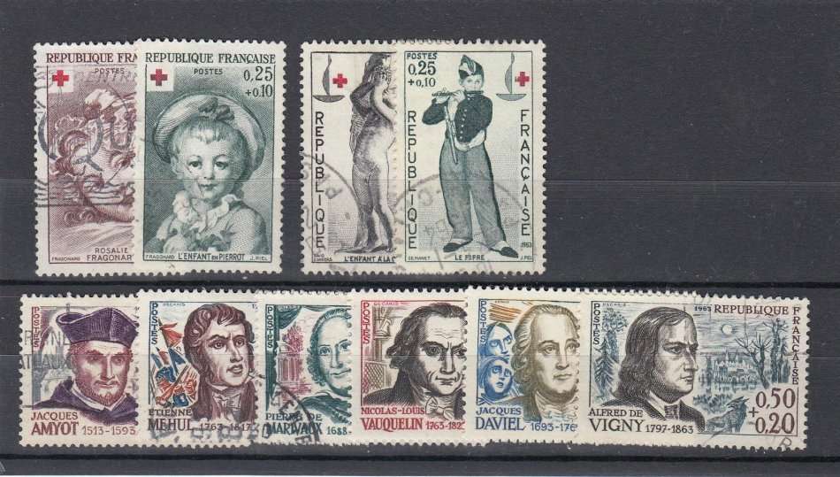 FRANCE-VERY FINE USED LOT-SG 1600 AND 1601 VERY FINE MINT-HINGE REM.   15 POUNDS