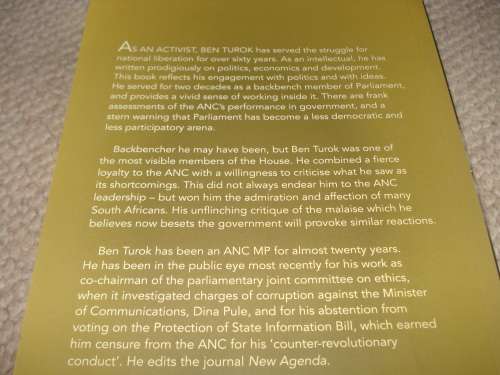 " WITH MY HEAD ABOVE THE PARAPET-AN INSIDER ACCOUNT OF THE ANC IN POWER "SIGNED COPY !!
