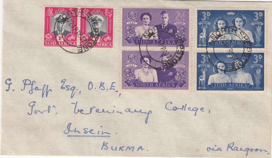UNION-COVER WITH SCARCE " NORTH SHEPSTONE " USAGE TO BURMA