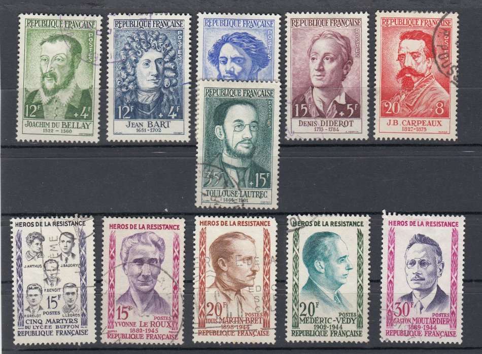 FRANCE-TWO VERY FINE USED SETS                                     NB SOME LOTS CLOSE BEFORE 2PM !!!