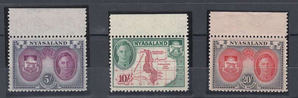 NYASALAND-KGVI TOP VALUES SUPERB UNMOUNTED MINT-HINGE REM.IN MARGINS  62 POUNDS ++