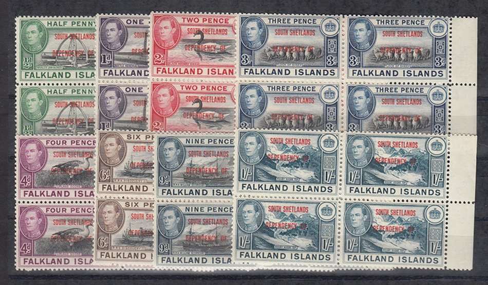 FALKLAND ISL.-KGVI  VERY SCARCE SET AS SUPERB UNMOUNTED MINT BLOCKS !!   96 POUNDS +++++