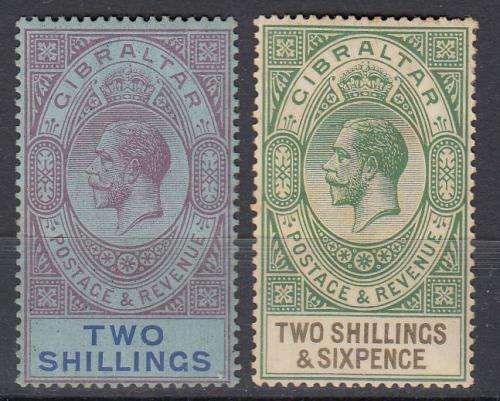 GIBRALTAR-KGV MINT LOT-LIGHT EVEN TONING-HINGE REM.  29 POUNDS