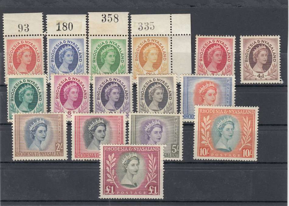 RHODESIA & NYASALAND-QEII SET VERY FINE MINT-LIGHT HINGE REM.SHEET NO`S INCLUDED R2335.00++ AS UMM