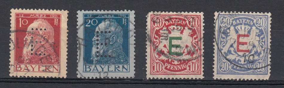 BAVERIA-PERFORATED AND OVERPRINTED " E " FINE USED