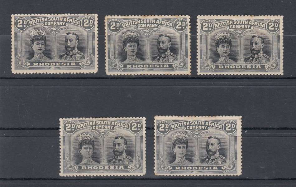 BSAC-DOUBLE HEADS-2d SHADES MINT-ODD TONE MARK MINIMUM CAT. 320 POUNDS