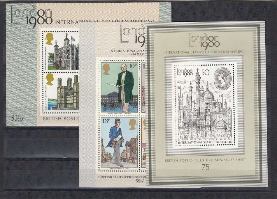 GB-ALL THREE MINI SHEETS 1-3 VERY FINE UNMOUNTED MINT