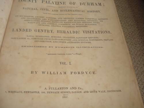EXTREMELY RARE 1857 BOTH VOLUMES " HISTORY OF THE COUNTY OF DURHAM "