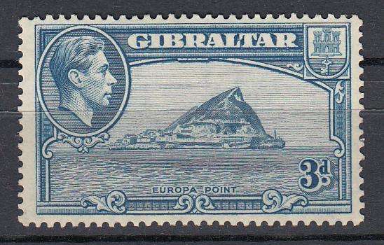 GIBRALTAR-KGVI PERF 13.5 SG125  VERY FINE MINT-LIGHT HINGE REM.    45 POUNDS