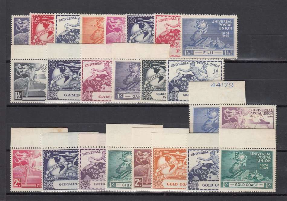 KGVI 1949 UPU SETS ALL UNMOUNTED MINT BUT MOST WITH SOME FORM OF TONING