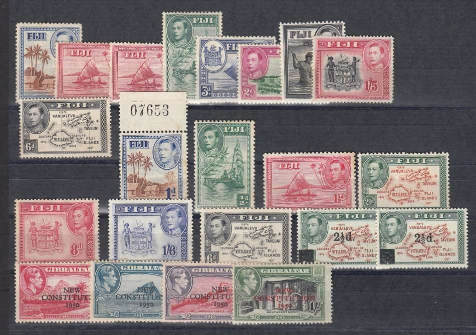 FIJI-KGVI PERF AND ISSUE CHANGES-HINGE REM. ODD TONING ON MOST