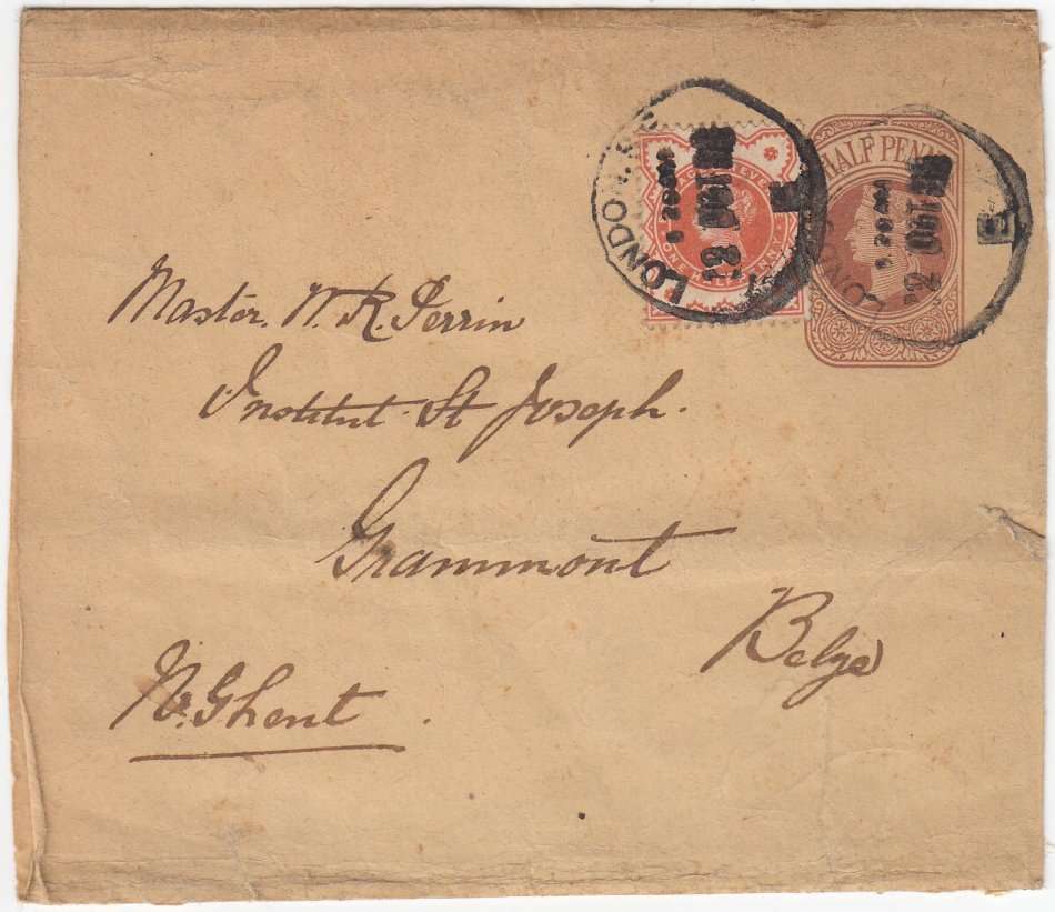 1888-COVER TO BELGIUM FROM LONDON-  NICE !!!