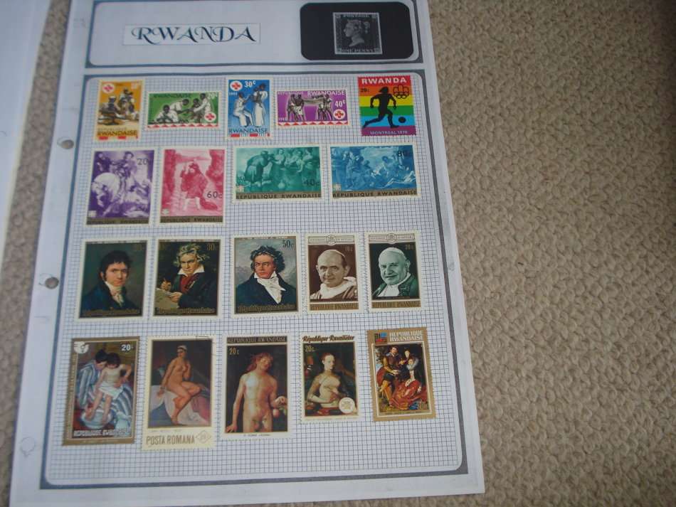 RWANDA-COLLECTION ON 4 ALBUM PAGES-NICE THEMATICS !!