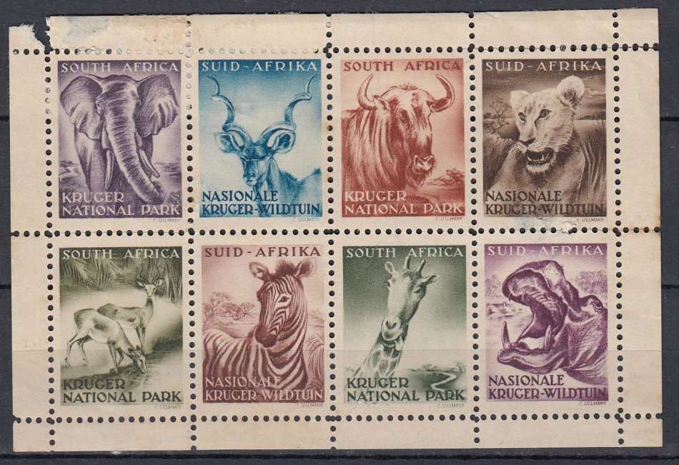 UNION-KRUGER MINI SHEET SOME SPLIT PERFS AND NO GUM