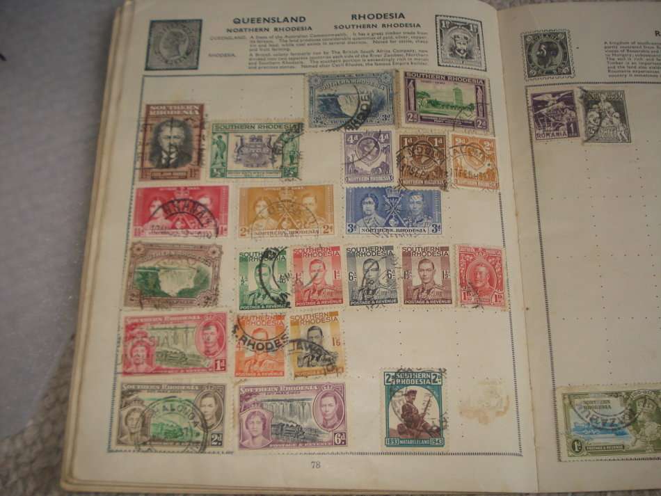 OLD STAMP ALBUM WITH EARLIES-SOME USEFUL ITEMS-READ BELOW