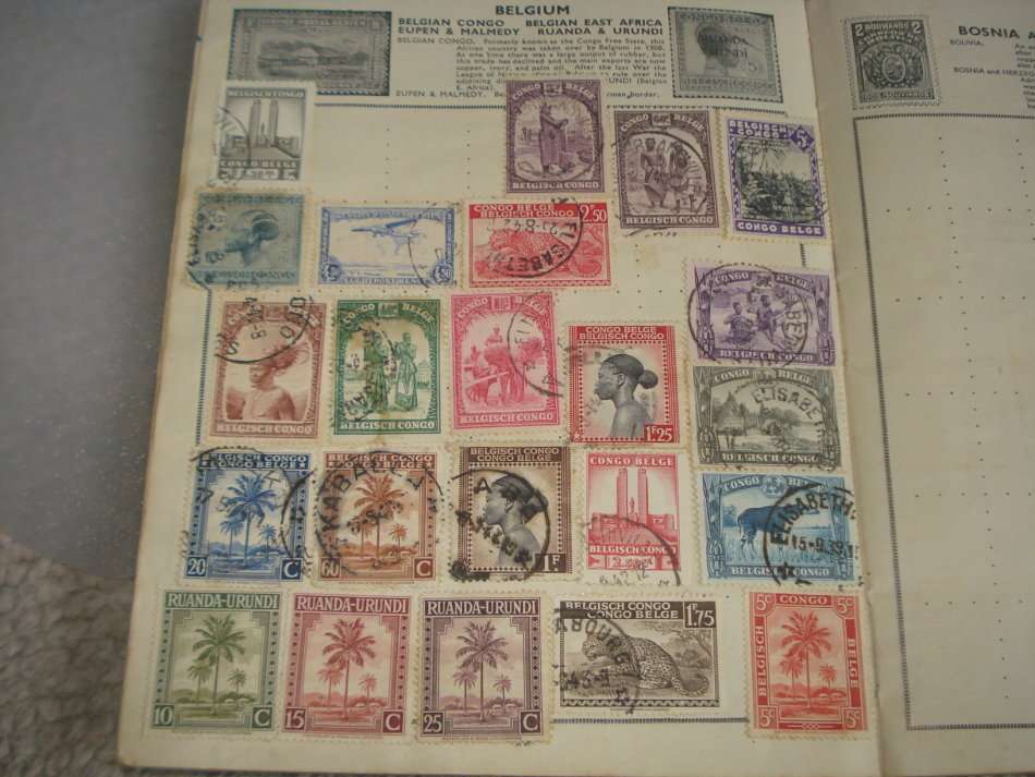 OLD STAMP ALBUM WITH EARLIES-SOME USEFUL ITEMS-READ BELOW