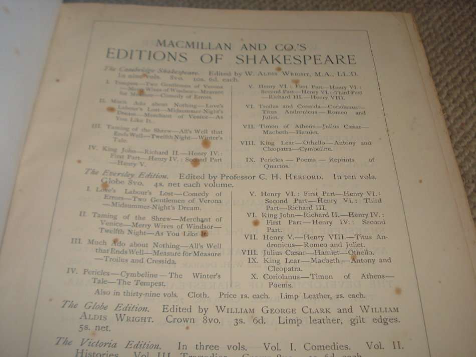 RARE FIND " CONCORDANCE OF SHAKESPEARE BARTLETT "  1910 PAGE MONSTER BOOK PUBLISHED 1913 !!!