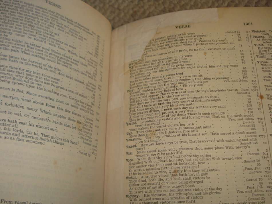 RARE FIND " CONCORDANCE OF SHAKESPEARE BARTLETT "  1910 PAGE MONSTER BOOK PUBLISHED 1913 !!!