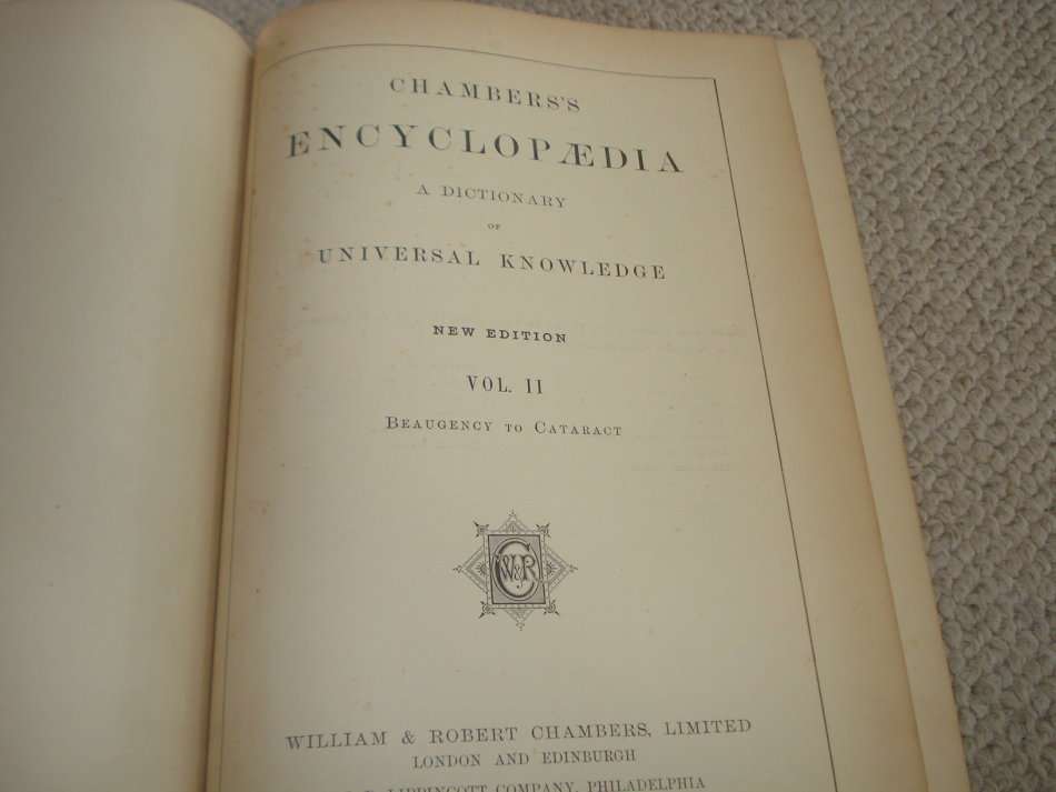 1898-RARE VOLUME II  " CHAMBERS`S ENCYCLOPAEDIA   "  B-C 828 PAGES-I HAVE  OTHER VOLUMES !!!