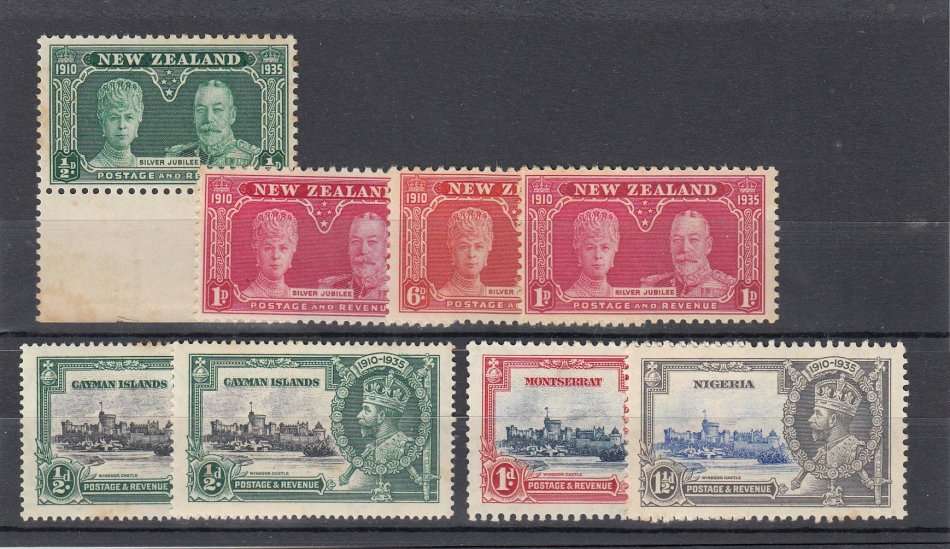 1935-SILVER JUBILEE ISSUES NEW ZEALAND ETC MOST HAVE SOME FORM OF TONING