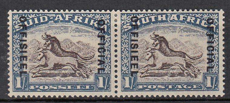 UNION-ONE SHILLING SGO 25 OFFICIAL PAIR VERY FINE MINT-LIGHT HINGE REM.  80 POUNDS