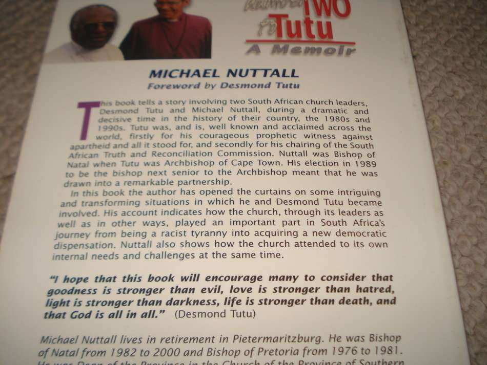 " NUMBER TWO TO TUTU " A MEMOIR-SIGNED BY BISHOP MICHAEL NUTTALL