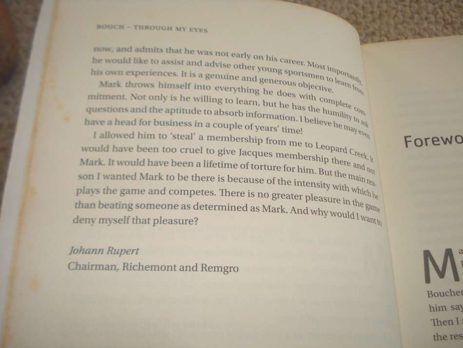 BOUCH-THROUGH MY EYES SIGNED BY MARK BOUCHER