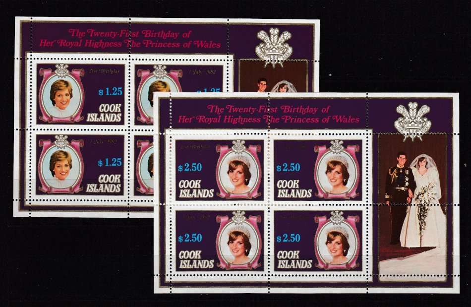 LADY DI- VERY SCARCE COOK ISL.SET AS SUPERB UMM FULL SHEETS-NOT SEEN TOO OFTEN