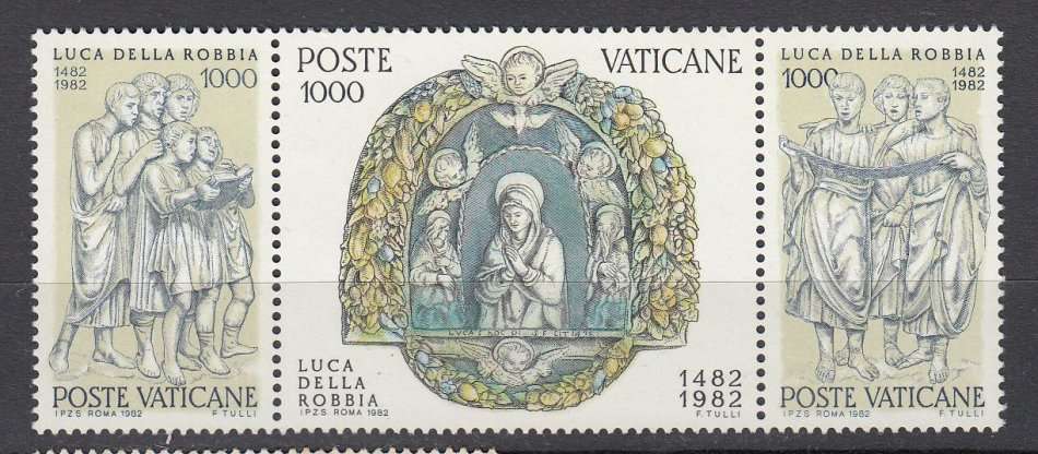 VATICAN-1982 VERY  FINE UNMOUNTED MINT SET AS SET-TENANT STRIP