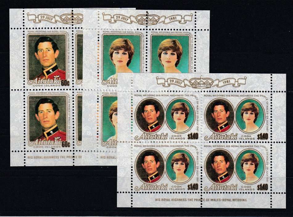 LADY DI- SCARCE AITUTAKI SET AS POST OFFICE FRESH FULL SHEETS-READ BELOW !!