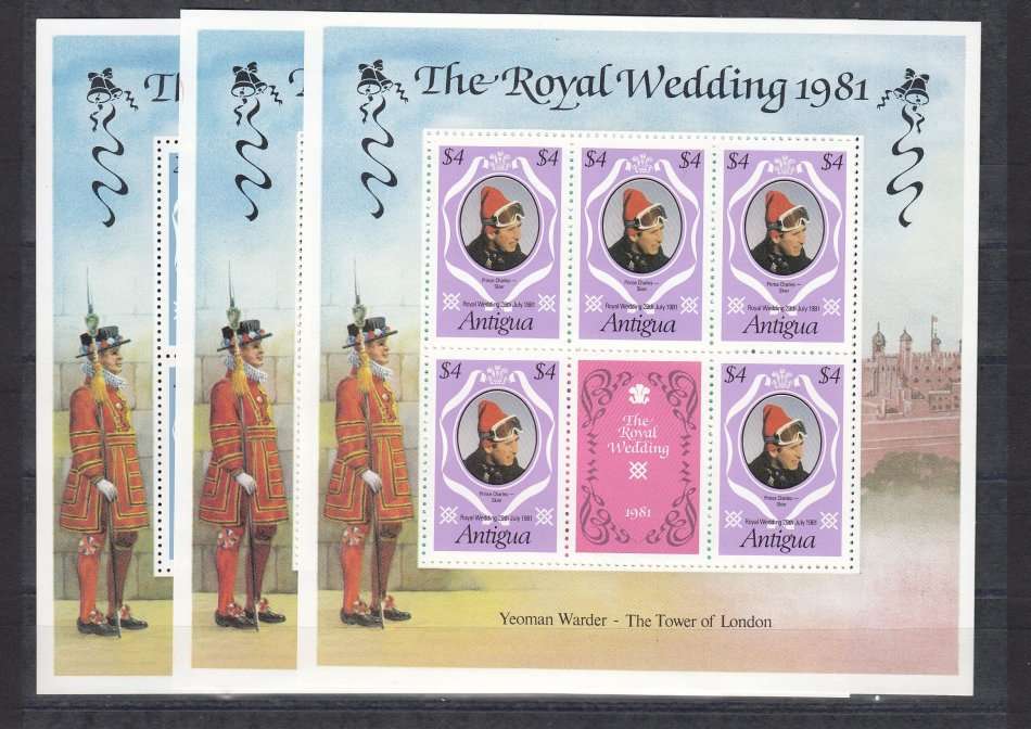 LADY DI- ANTIGUA SET AS SCARCE FULL SHEETS SUPERB UNMOUNTED MINT