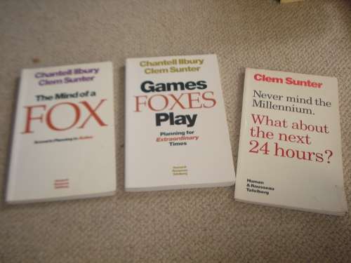 THREE SOFT COVERS SINGED BY CLEM SUNTER-WAS CHAIRMAN OF ANGLO`S !!!