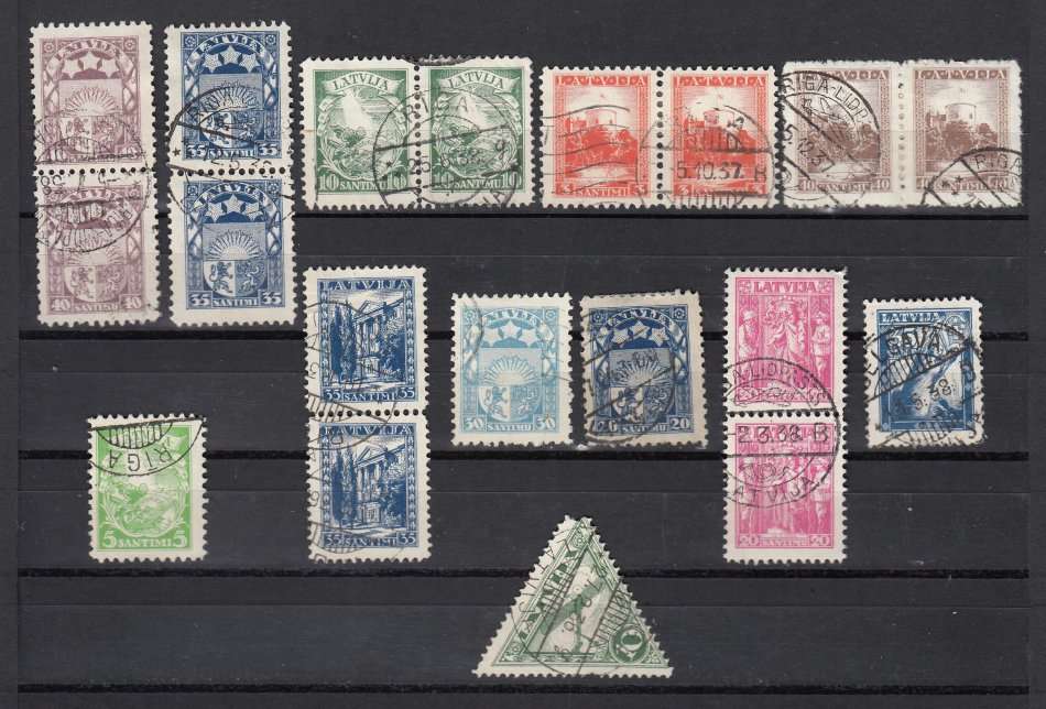 LATVIA-LOVELY LOT OF PAIRS ETC-THE SG84 AIR IS DAMAGED