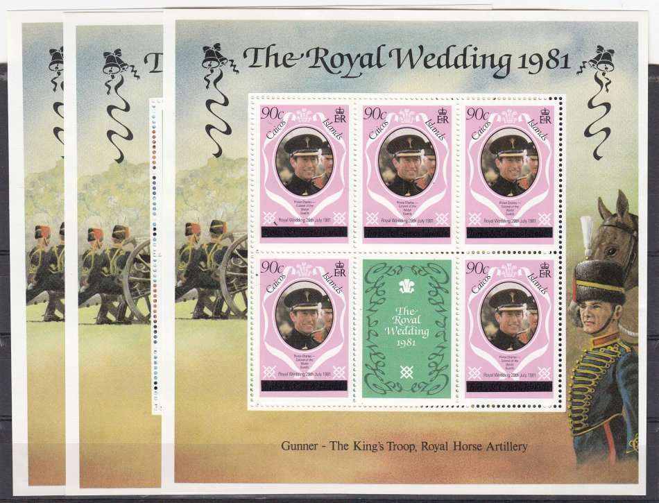 LADY DI- SCARCE CAICOS ISL LONDON FULL SHEETS SUPERB UMM