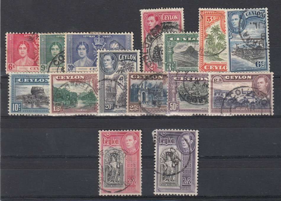 CEYLON-KGVI USED  LOT-HINGE REM.