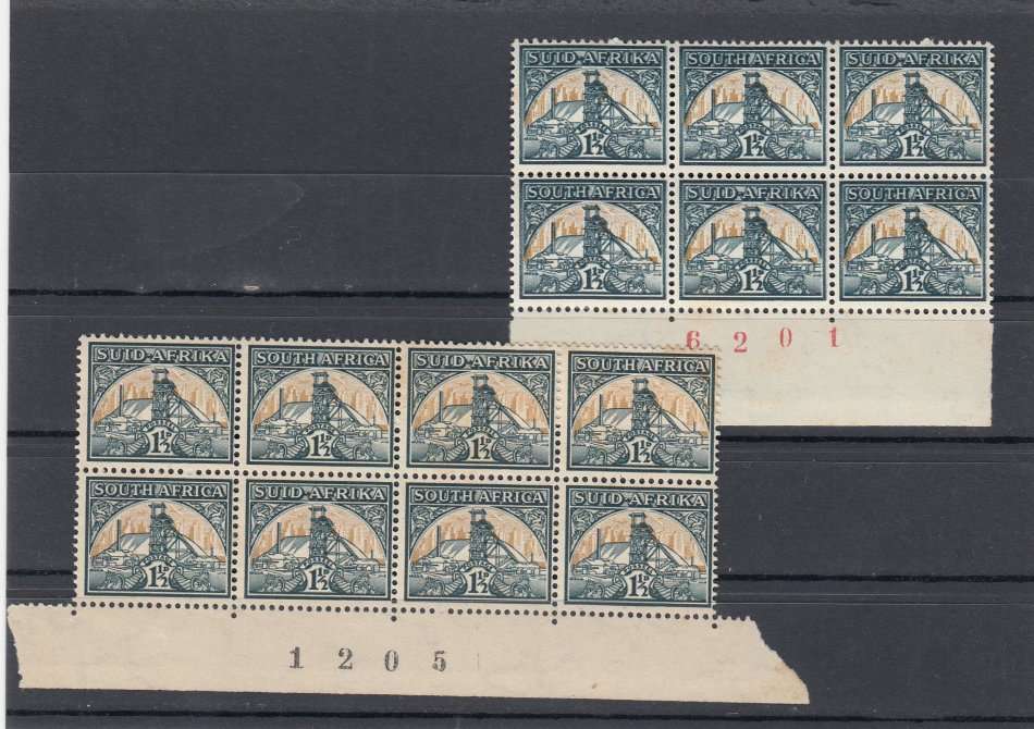 UNION-TWO SHEET NUMBER BLOCKS-SOME GUM TONING