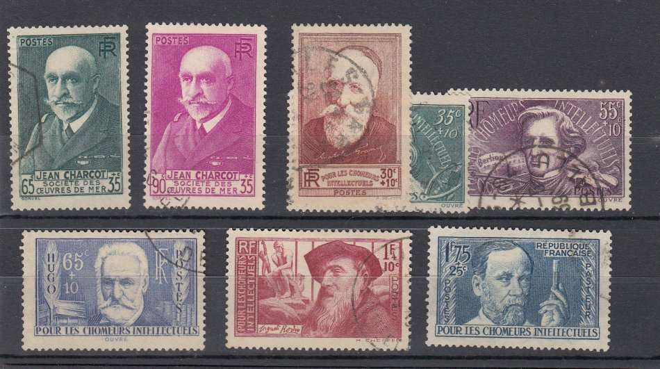 FRANCE-USEFUL VERY FINE USED LOT-SG593a + SG602-7 ETC !!  64 POUNDS