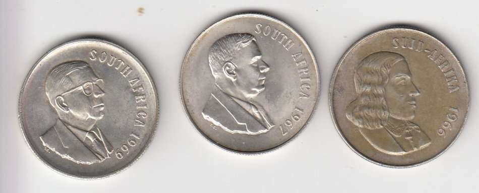 THREE LOVELY R1 SILVER COINS 1966,67 AND 1969 GREAT CONDITION