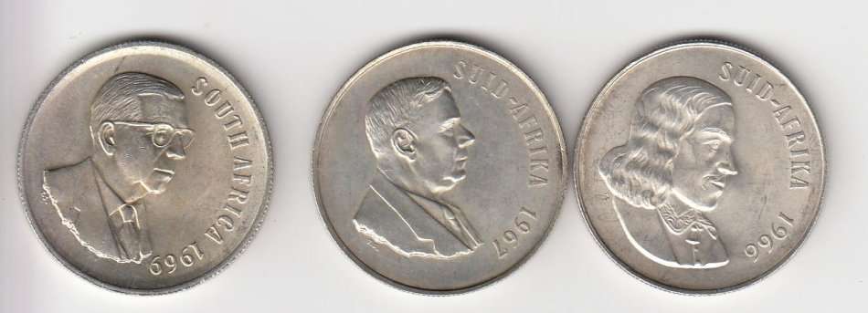 THREE LOVELY R1 SILVER COINS 1966,67 AND 1969 GREAT CONDITION