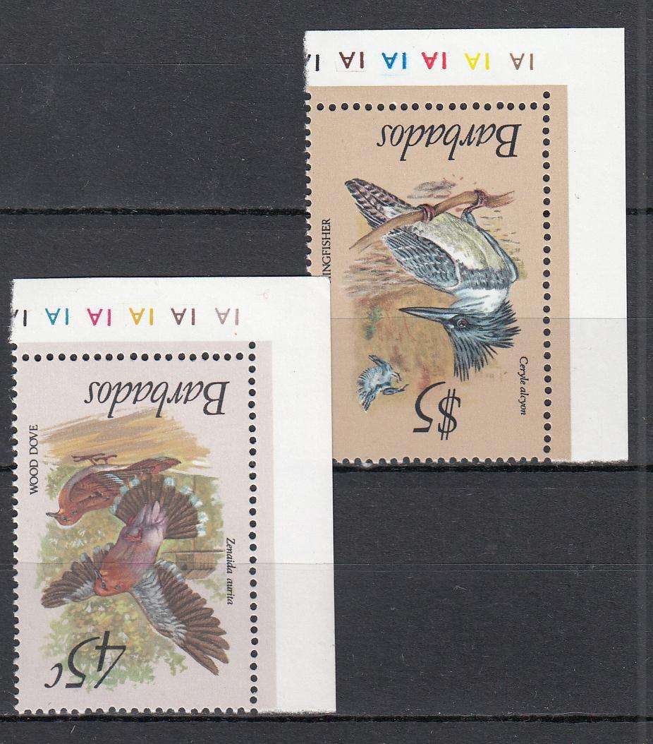 BARBADOS-BIRDS  SCARCE W/MARK ERRORS !!!  INVERTED  !!!  POST OFFICE FRESH